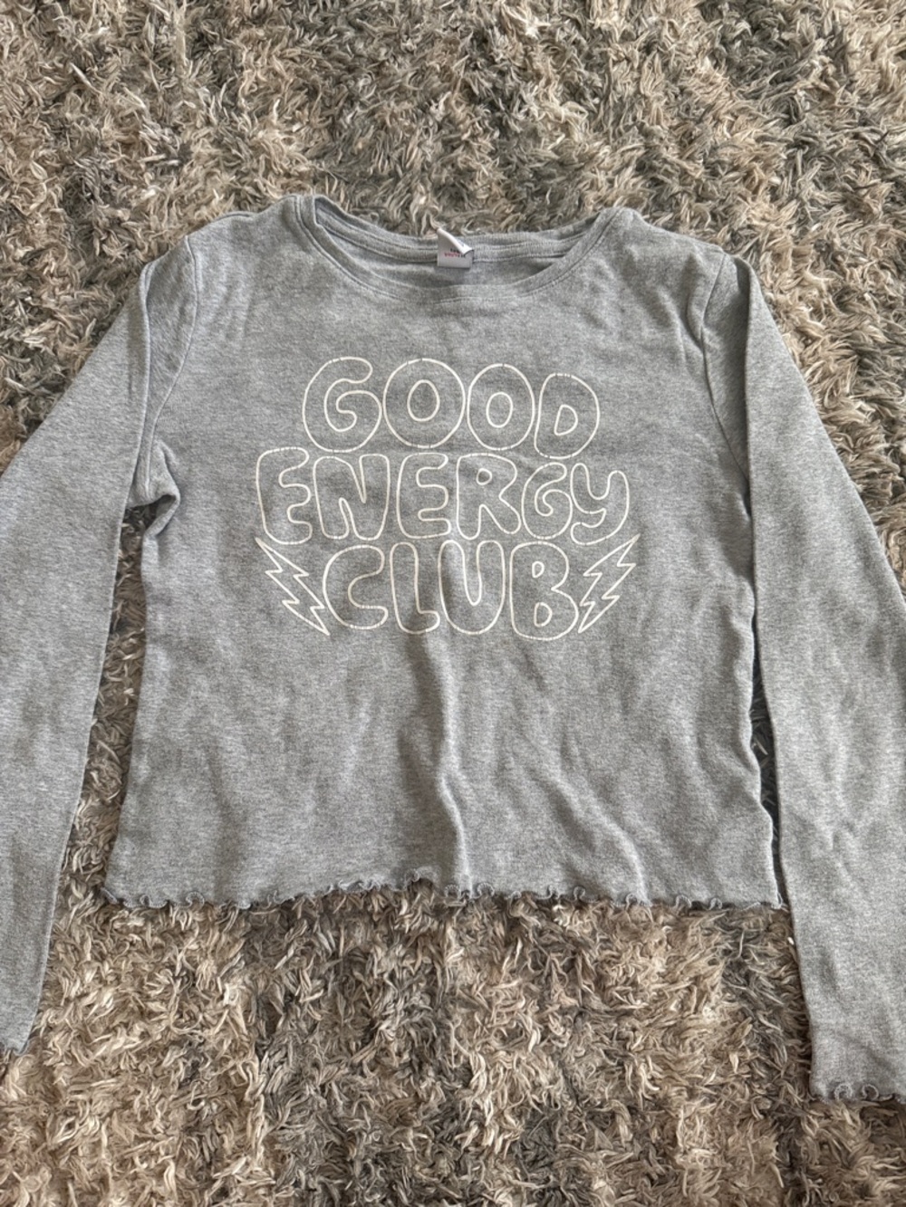 Old Navy Gray 'Good Energy Club' Long Sleeve Tee